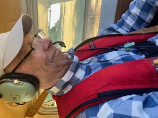 Bob Breidenthal in his Cessna on Blakely Island